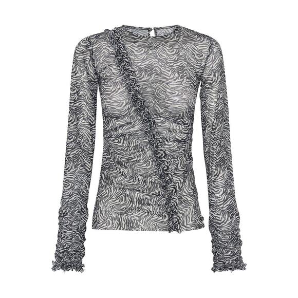 ONE TEASPOON Black White Interfere Ruffle Long Sleeve Party Top NWT Size Small - Picture 10 of 10